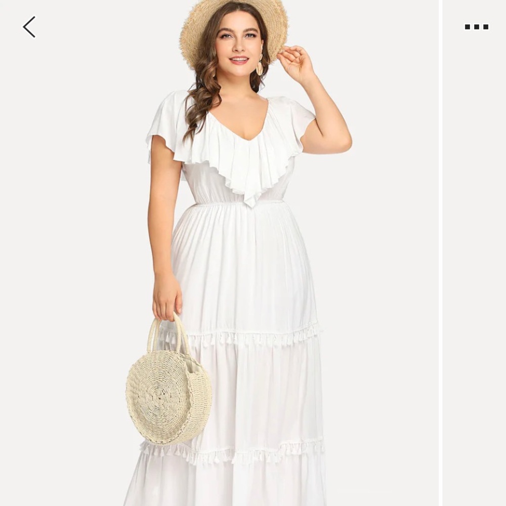 Flounce White Lace Insert Dress